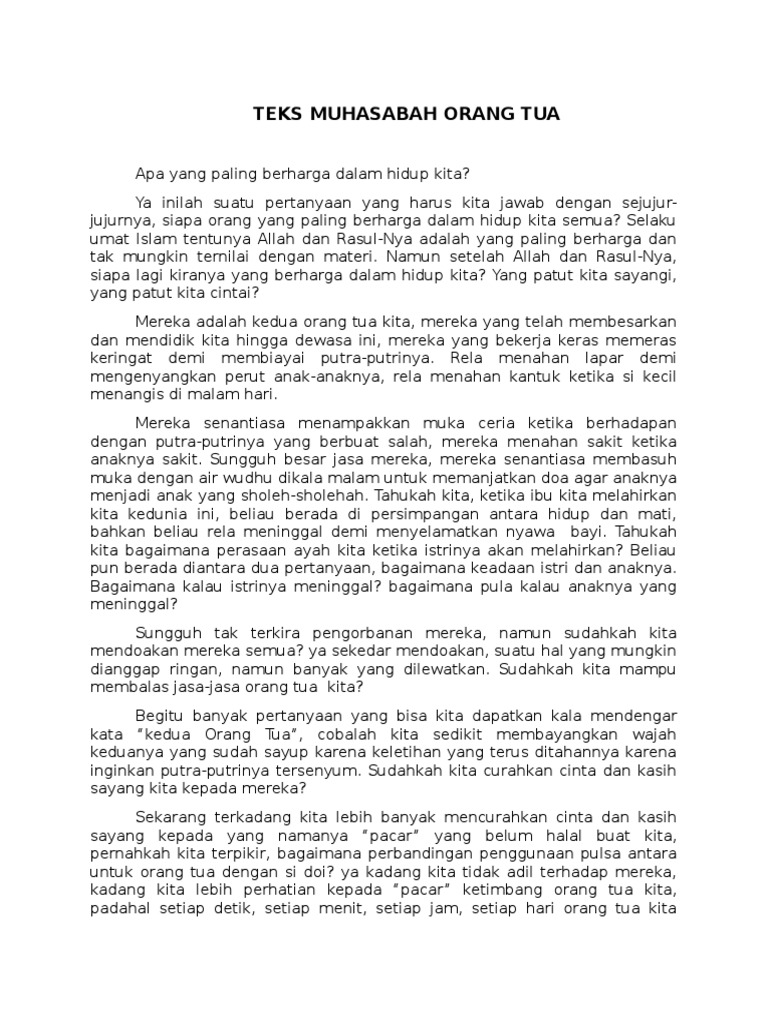 Teks Muhasabah Orang Tua | PDF