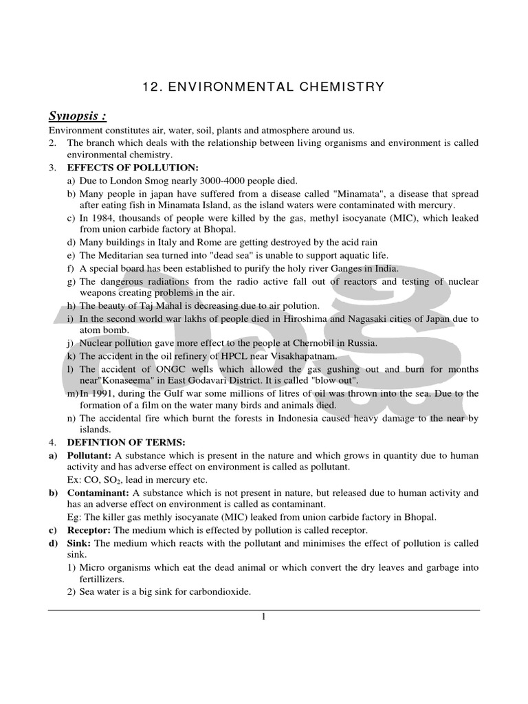 Environmental Chemistry and Pollution Effects | PDF | Atmosphere Of ...