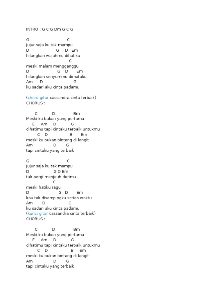Chord Gitar Cinta Ku Yang Terbaik Gudang Kunci Lagu