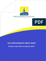 Uganda Revenue Authority 9 Months Revenue Performance Report For The Period (July 2016 - March 2017) .