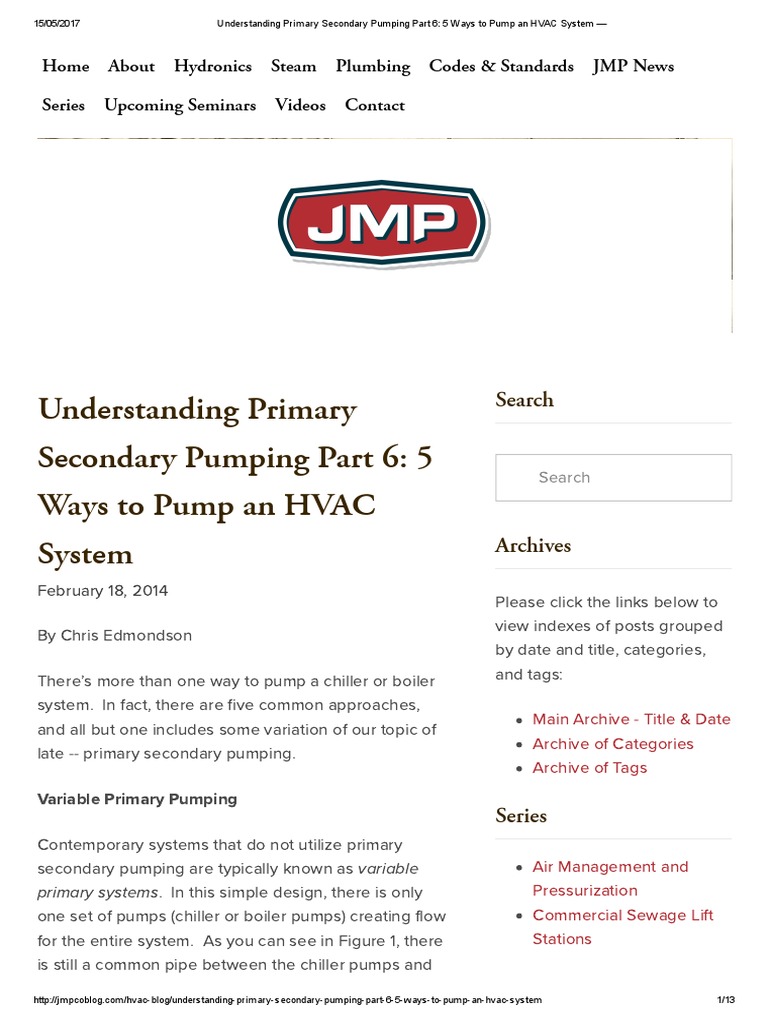 Understanding Primary Secondary Pumping Part 6 - 5 Ways To Pump An HVAC ...