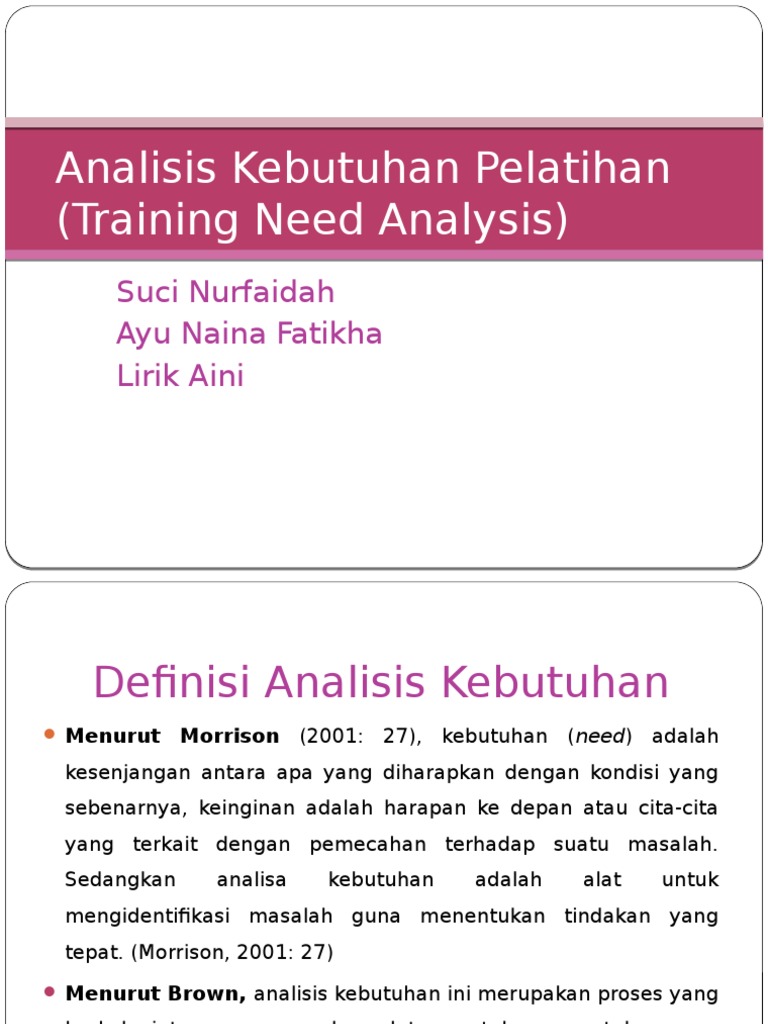 Analisis Kebutuhan Pelatihan Training Need Analysis Pdf