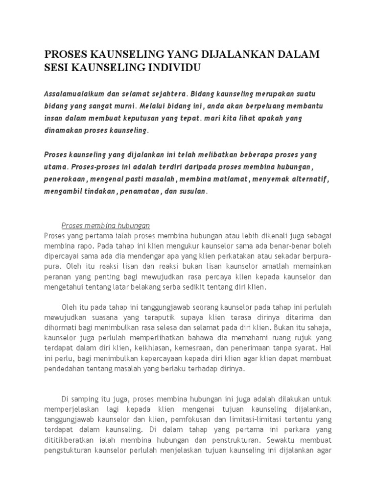 Contoh Laporan Sesi Kaunseling Individu / Https