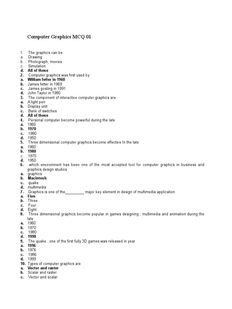 Computer graphics mcq 01 pdf cathode ray tube computer graphics