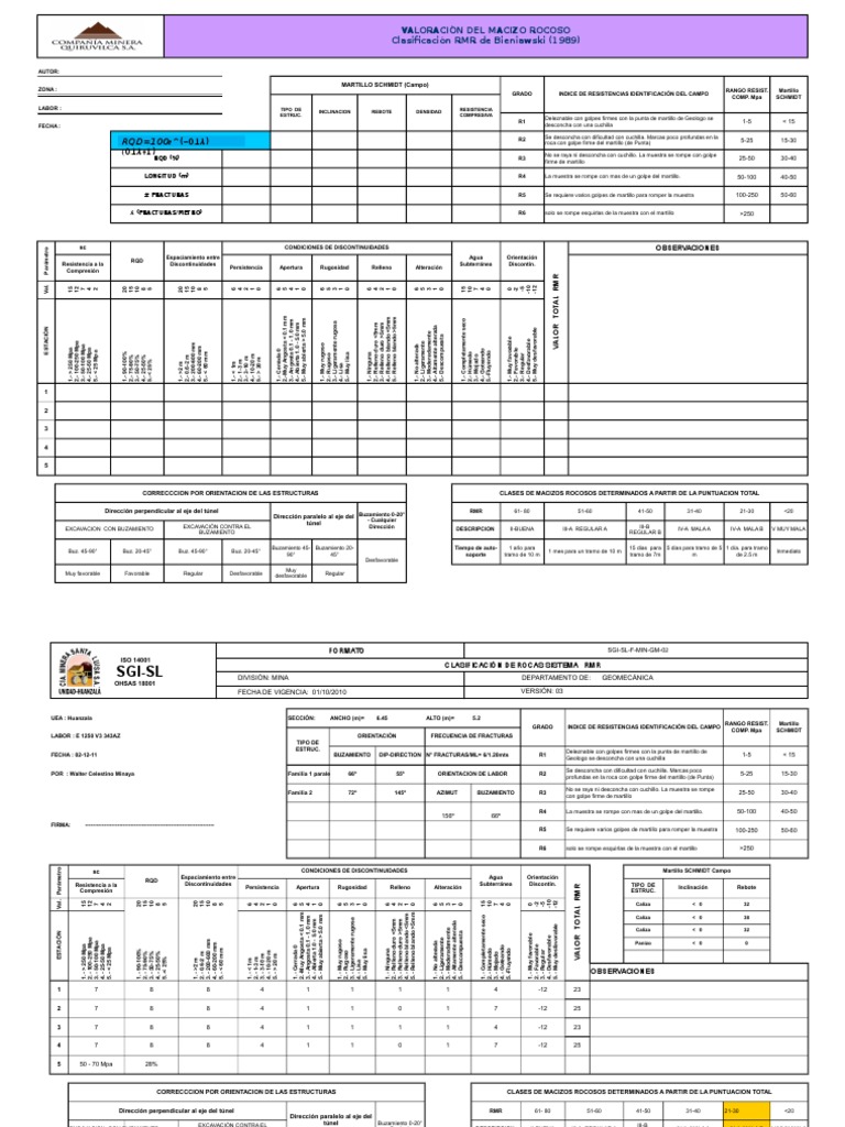 Formato RMR 89 | PDF | Referencia | Naturaleza