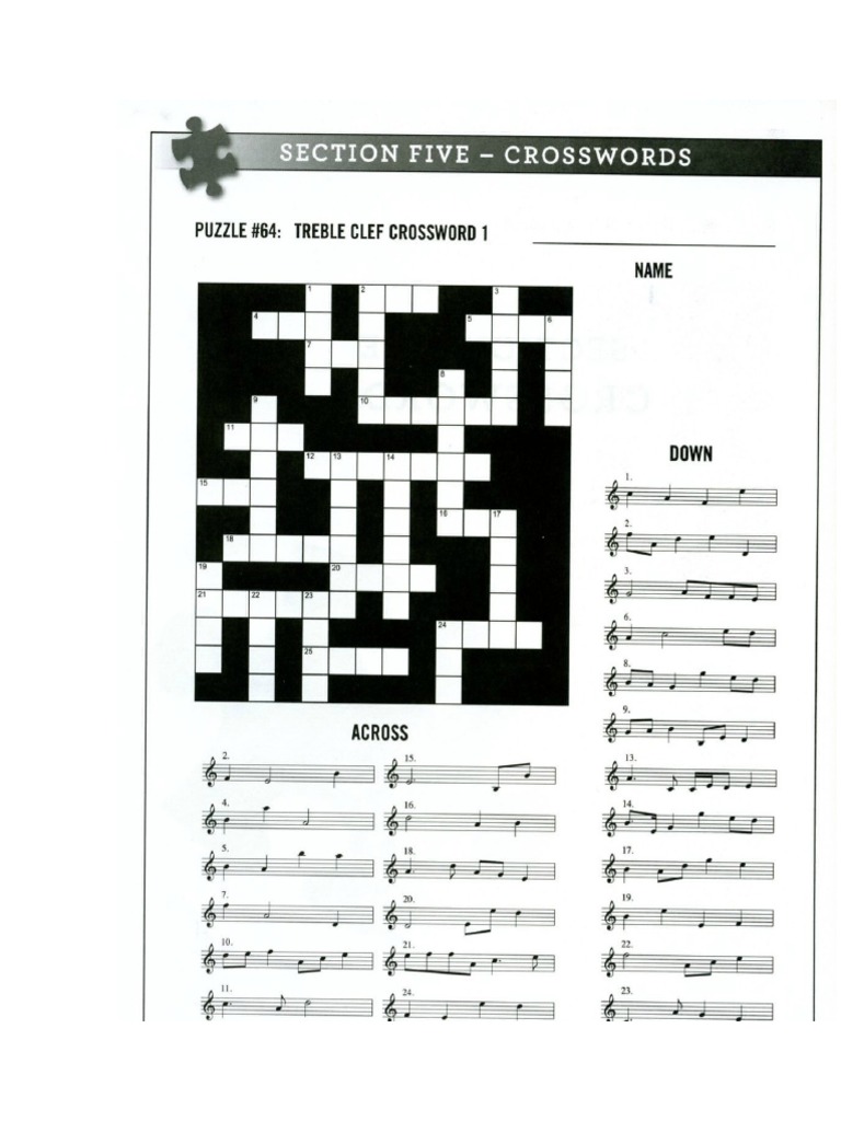 Treble Clef Crossword PDF