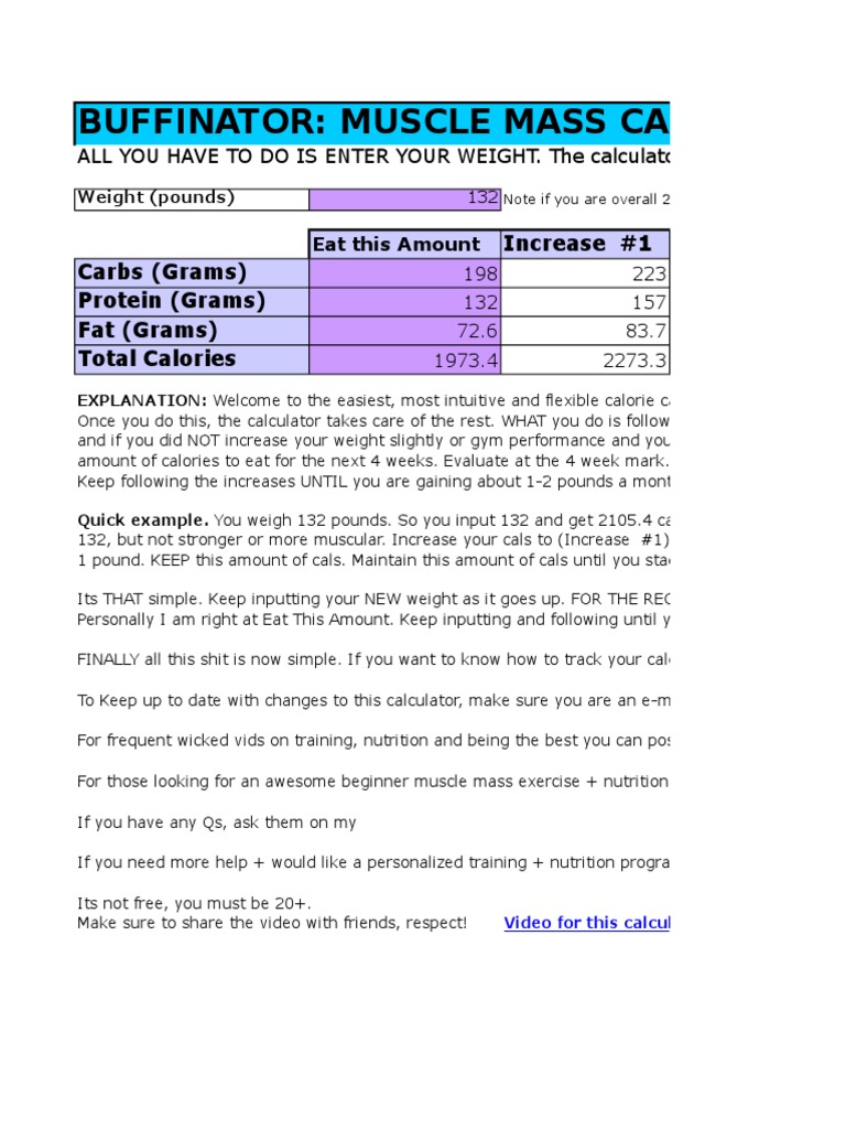 Lean Bulk Calorie Calculator Guide | PDF | Calorie | Food And Drink