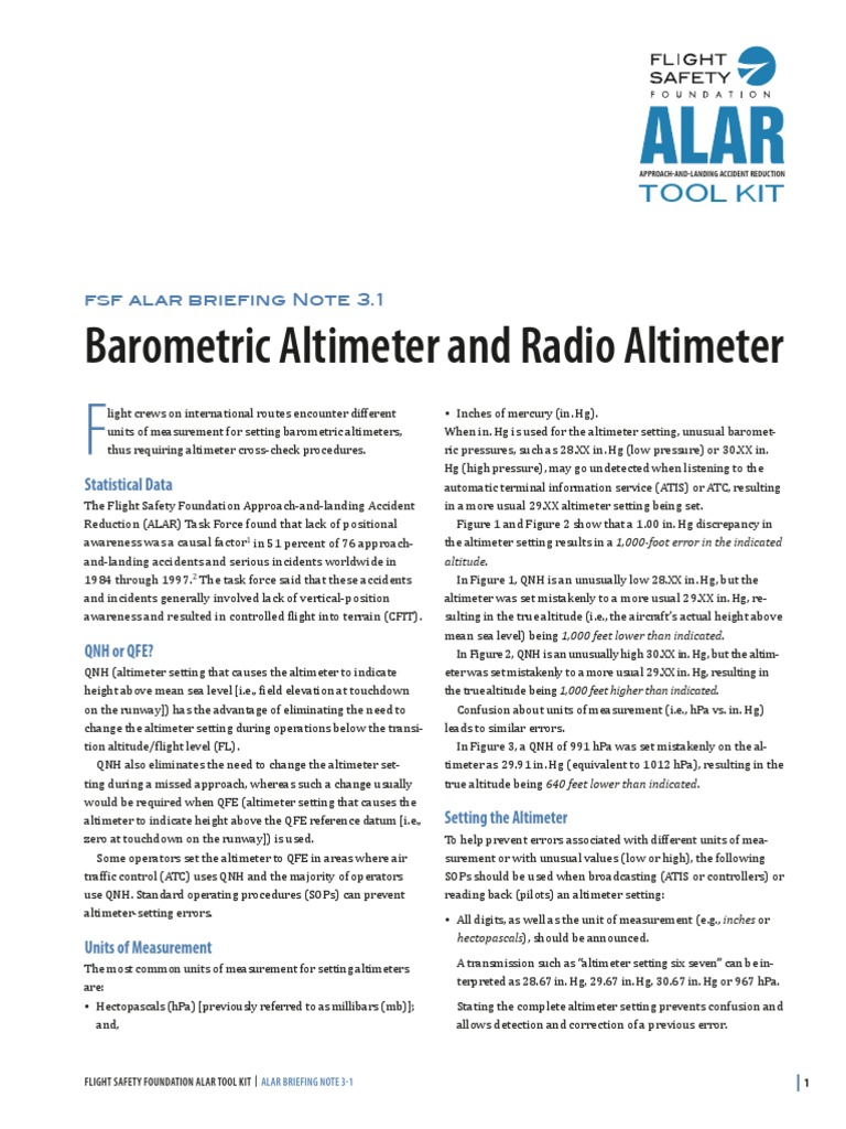 FSF Alar 3.1 Barometric Altimeter and Radio Altimeter PDF