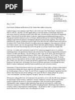 Letter To Chairperson Huffman and Members of The Senate State Affairs Committee