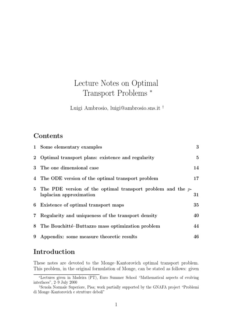 Optimal Transport Problems Overview | PDF | Measure (Mathematics ...