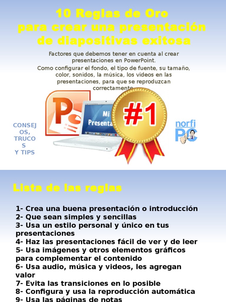 10 Reglas de Oro para PowerPoint | PDF | Microsoft PowerPoint | Imagen