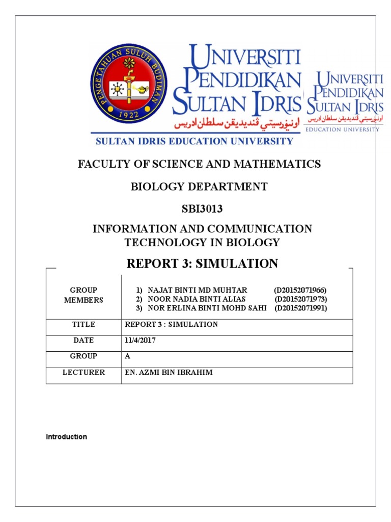 Simulation in Biology Education Report | PDF | Computer Simulation ...