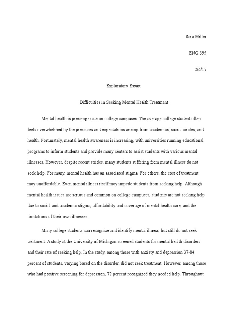 mental health exploratory essay