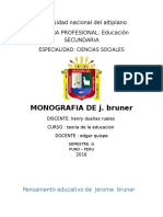 Pensamiento educativo de Jerome Bruner según monografía de Henry Dueñas