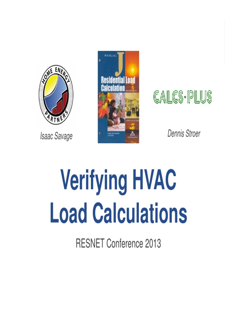 Verifying HVAC Load Calculations Conference 2013 PDF Duct (Flow) Hvac