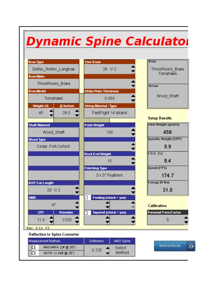 Dynamic Spine Calculator Rev 512 2007.xls Arrow Sports Equipment