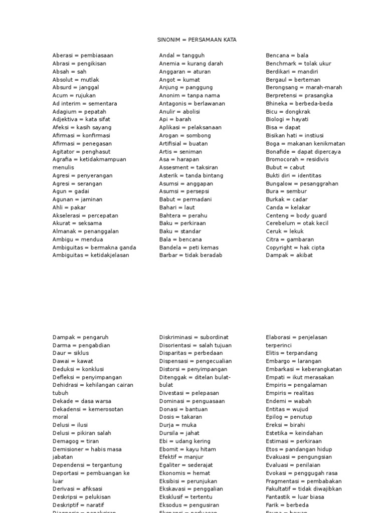 Sinonim Antonim Pdf