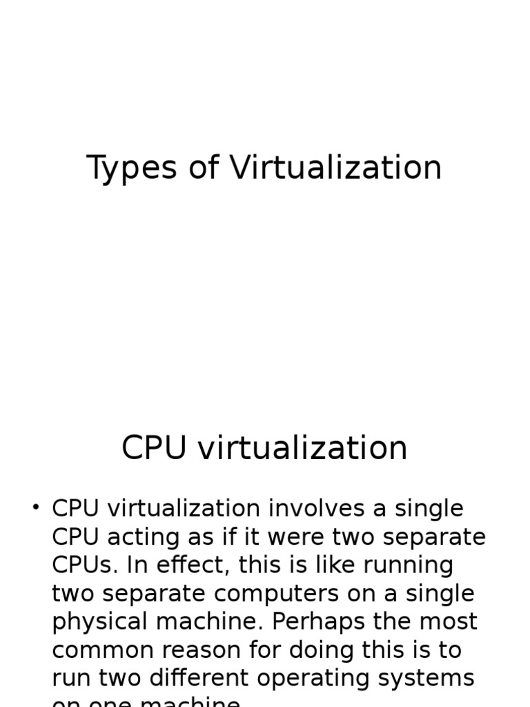 Types of Virtualization | PDF | Virtualization | Operating System