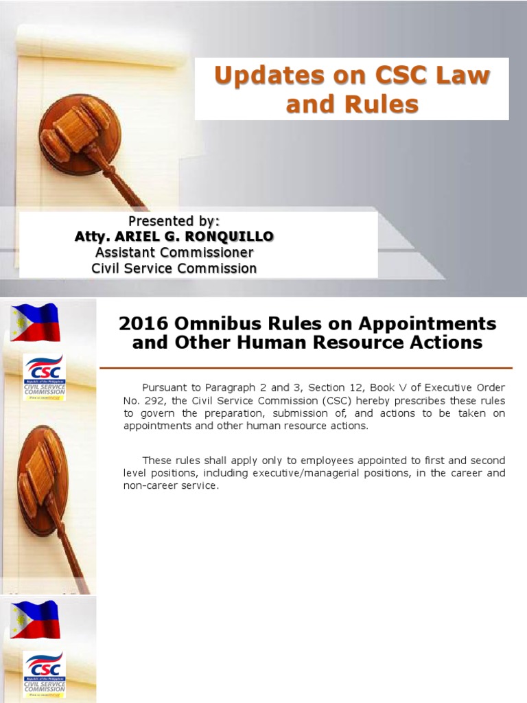 2016 Updates On CSC Law and Rules CSC Ascomm A Ronquillo | PDF ...