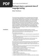 Testing to Learn Article