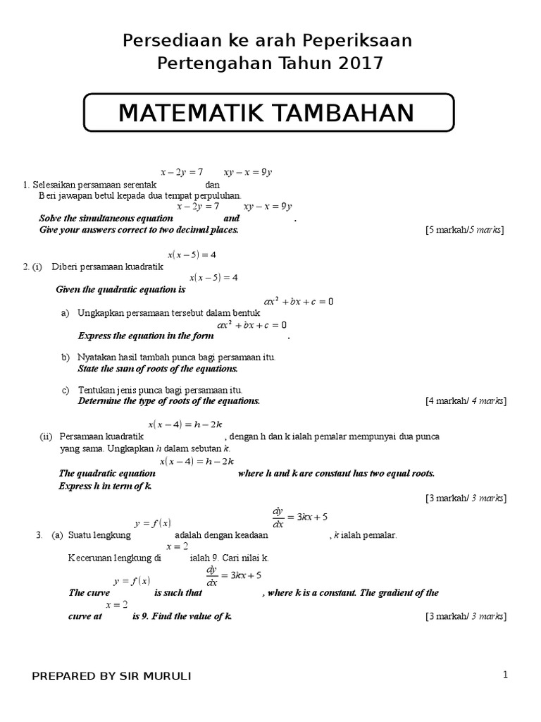 Add Maths p2 Midterms | PDF