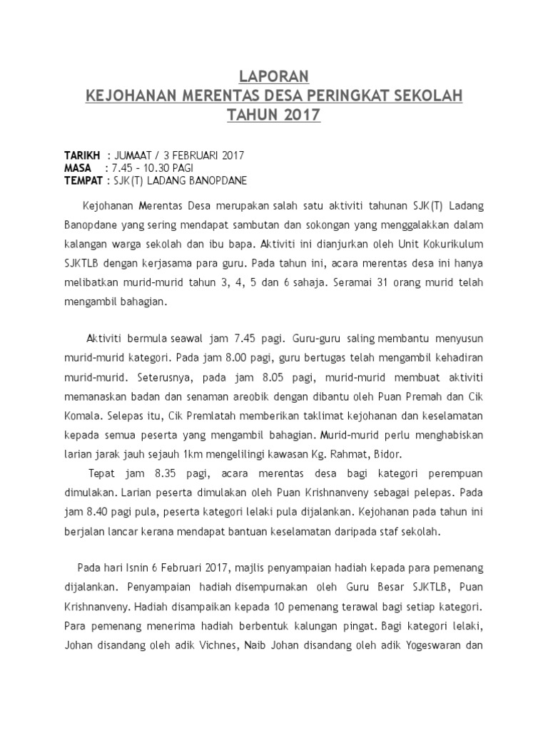Contoh Laporan Merentas Desa