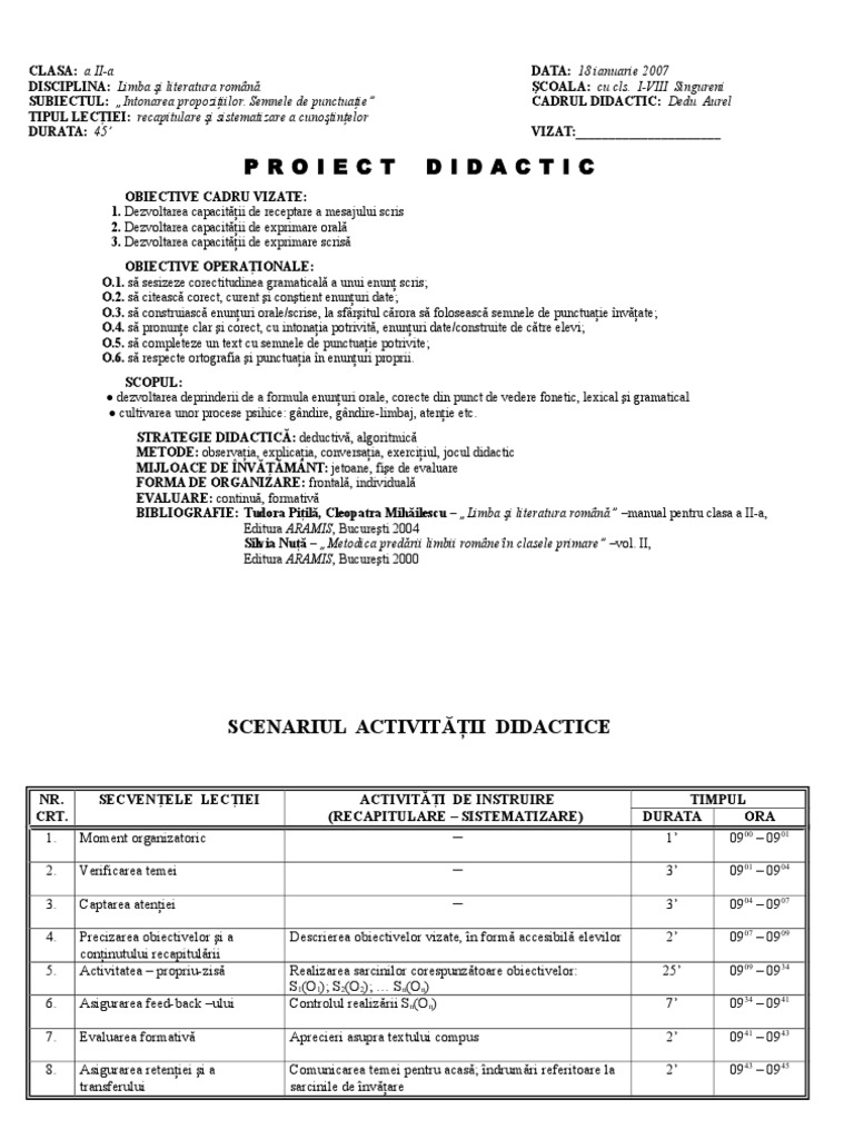 Pd 01 Limbasiliteraturaromana Clasa2 001 Recapitulare Si Sistematizare