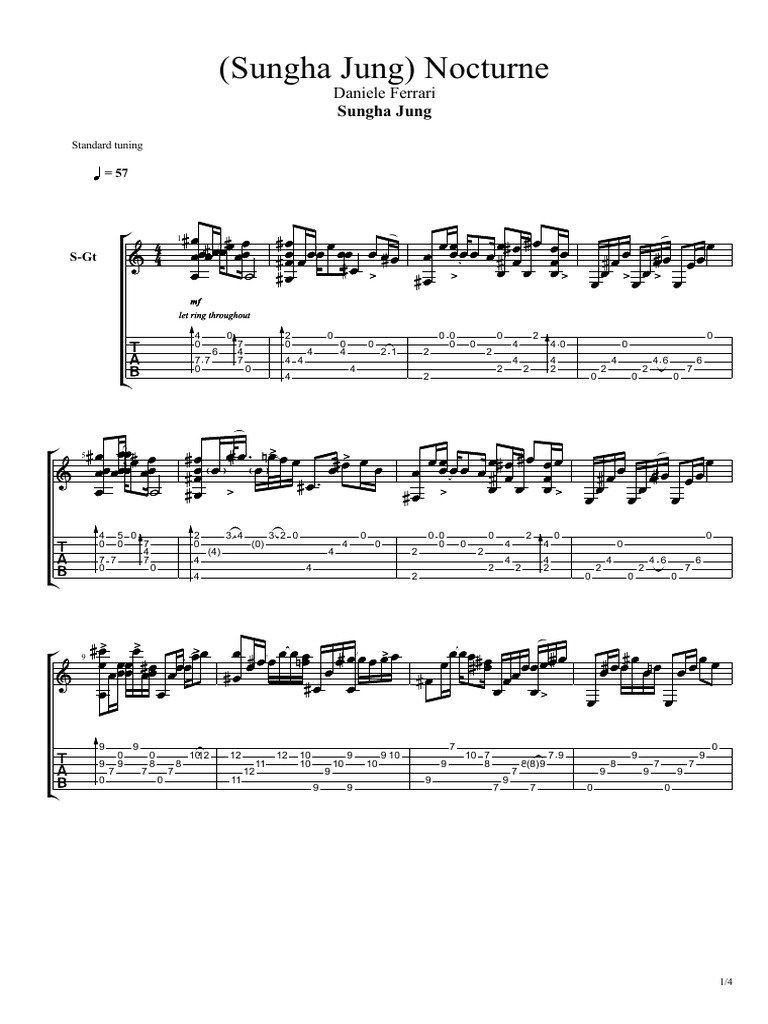 Sungha Jung) - Nocturne | PDF, image size:768x1024