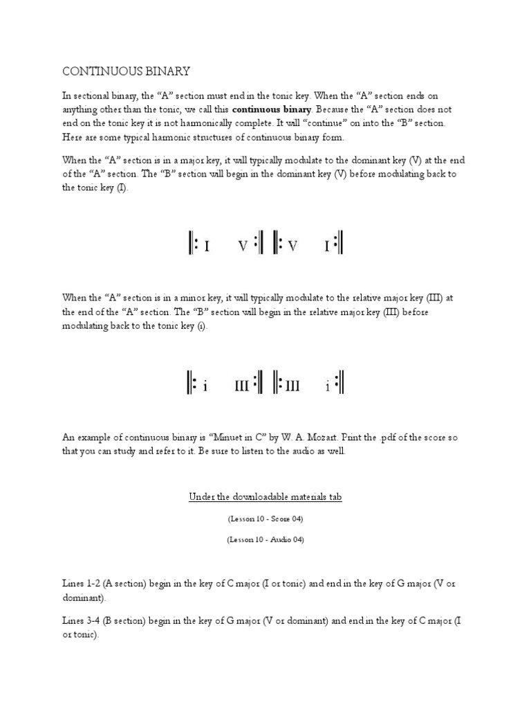 Continuous Binary (Lesson 10 Score 04) (Lesson 10 Audio 04) PDF