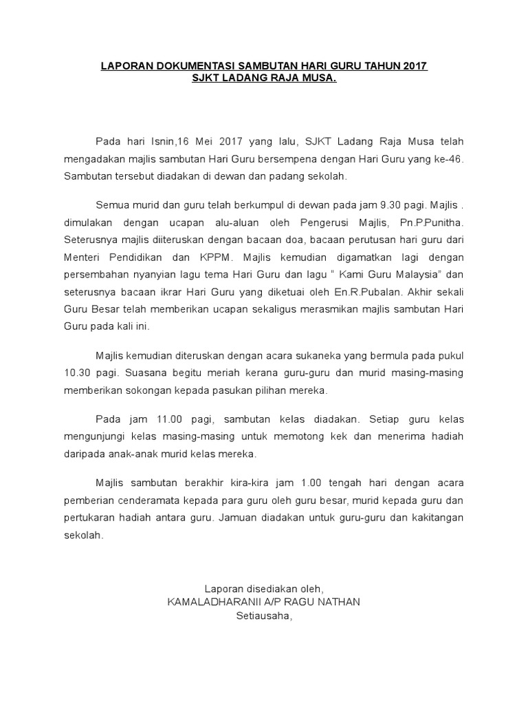 Laporan Tentang Sambutan Hari Guru