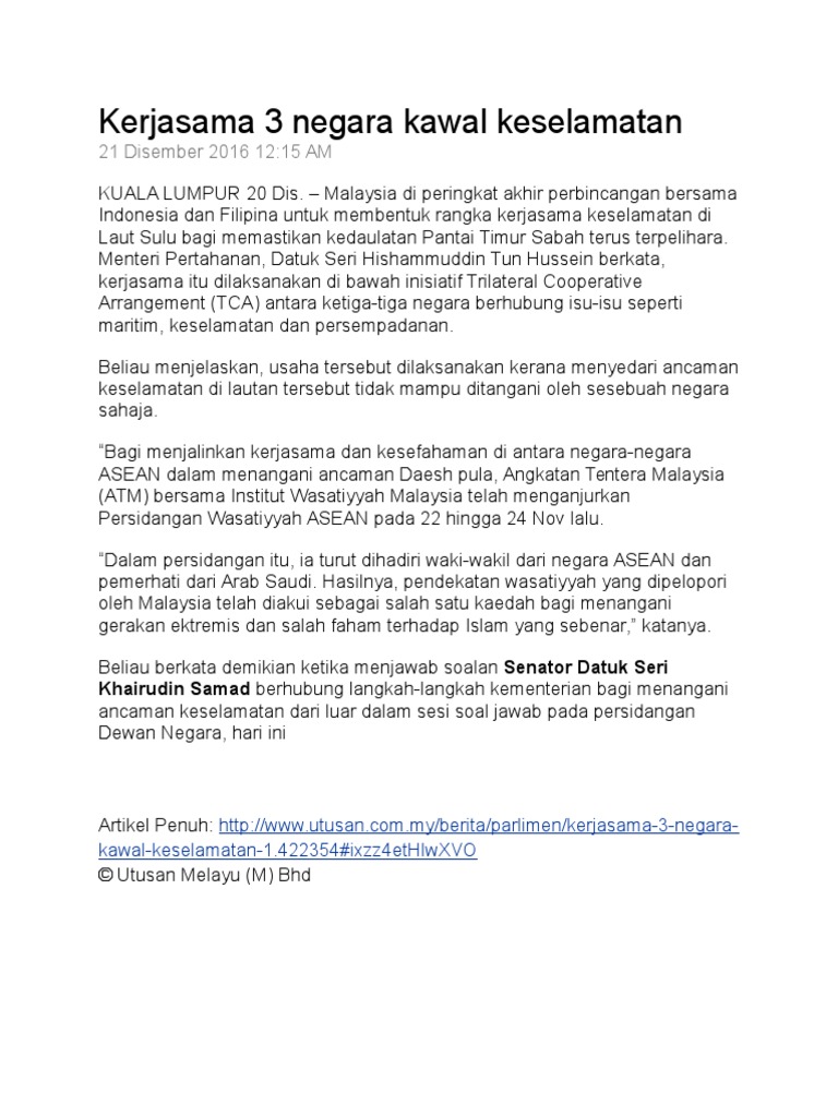 Kerjasama 3 Negara Kawal Keselamatan Pdf