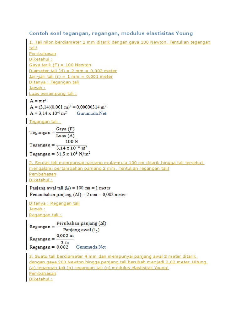 Contoh Soal Tegangan Regangan Modulus El