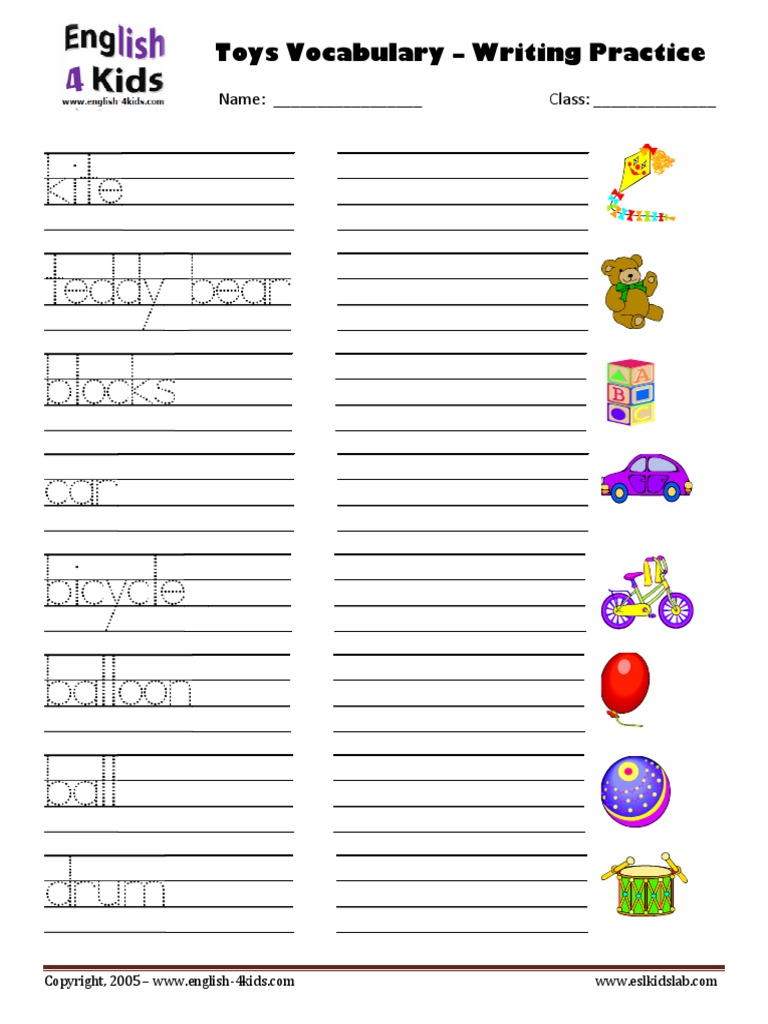 Toy Word Writing PDF | PDF
