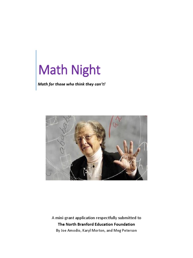 Math Night Mini-Grant Proposal | PDF | Common Core State Standards ...