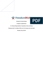 FreedomWorks President Adam Brandon's Statement to Ways and Means on Tax Reform