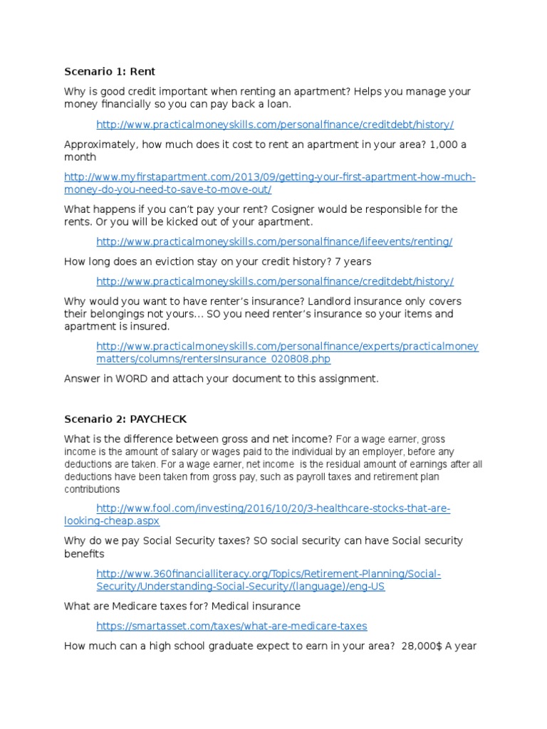 Banzai Life Scenarios 3 | PDF | Social Security (United States) | Overdraft