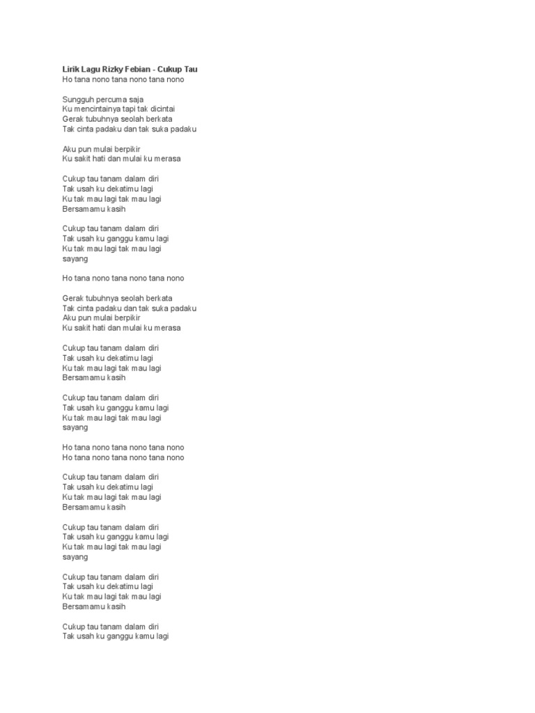 Lirik Lagu Rizky Febian