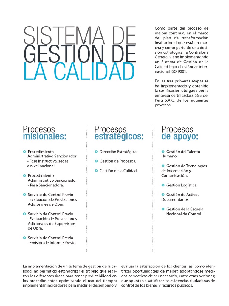 Gestión de Calidad en la Contraloría Nacional | PDF | Gestión de la ...