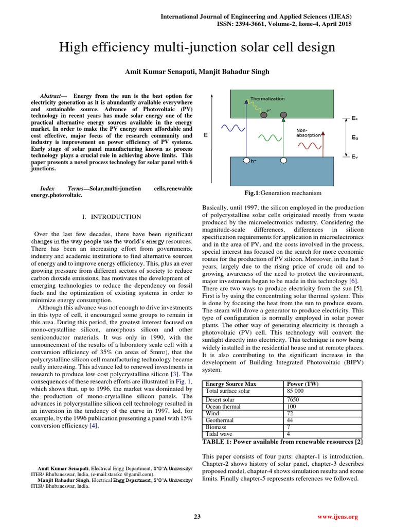 High Efficiency Multi-Junction Solar Cell Design: Amit Kumar Senapati ...