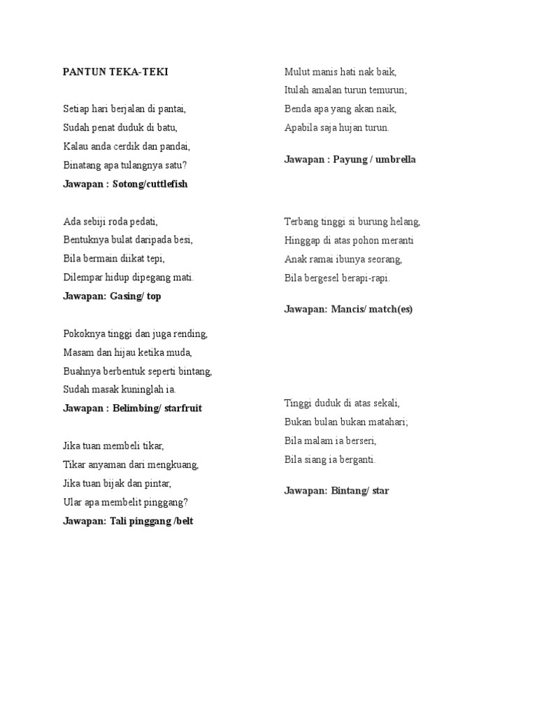 Pantun Teka Teki Program Hip Pdf