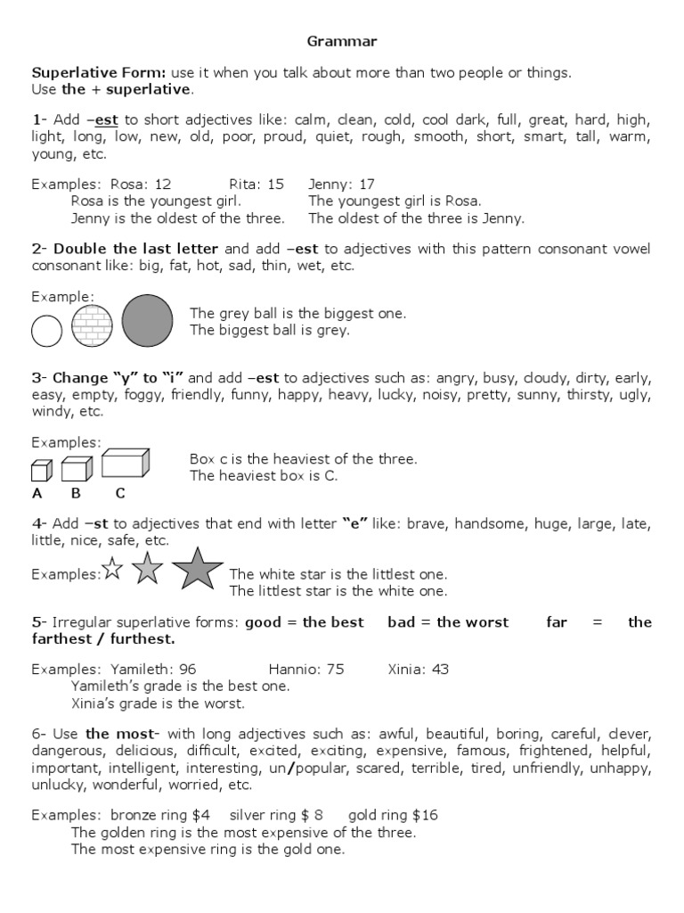Superlative and Comparative Grammar Guide | PDF | Adjective ...