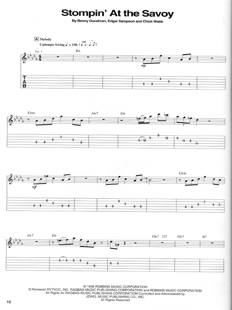 Stompin' at Savoy Charlie Christian PDF | PDF