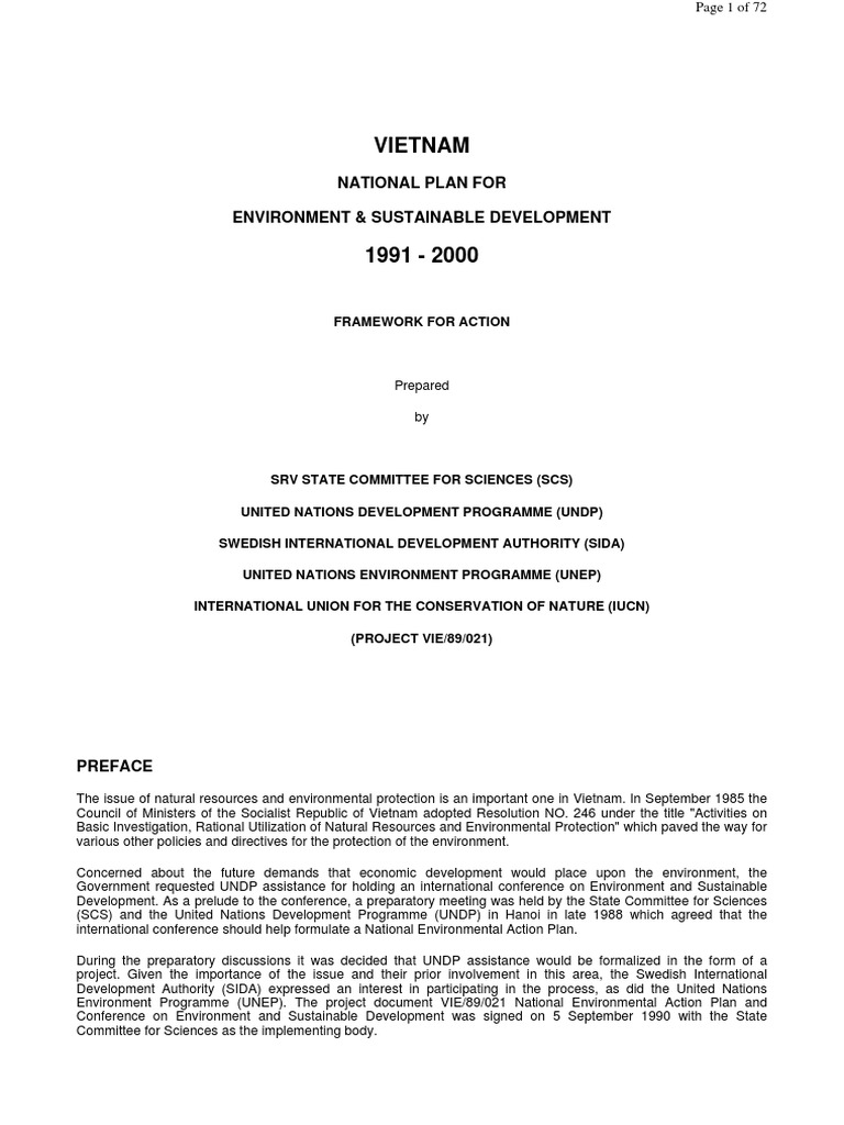1991 National Plan For Environment and SD PDF Environmental