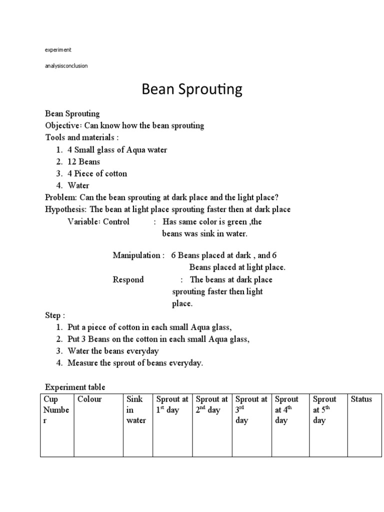 Experiment of Sprouting | PDF