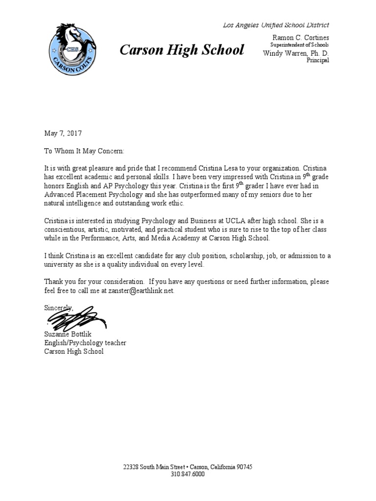 Carson High School: Los Angeles Unified School District | PDF | Wellness