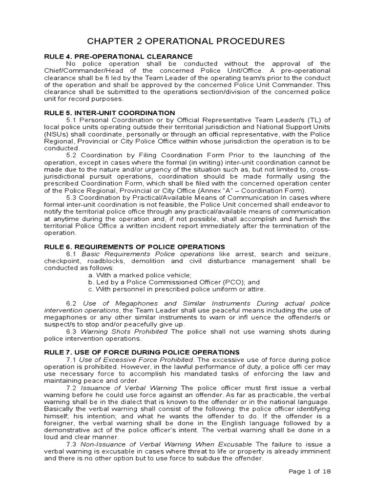 PNP Police Operational Procedure Chapter 2 PDF Reasonable Suspicion