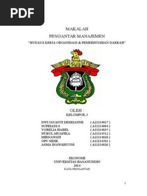 Manajemen Makalah Budaya Organisasi Di Pemerintahan