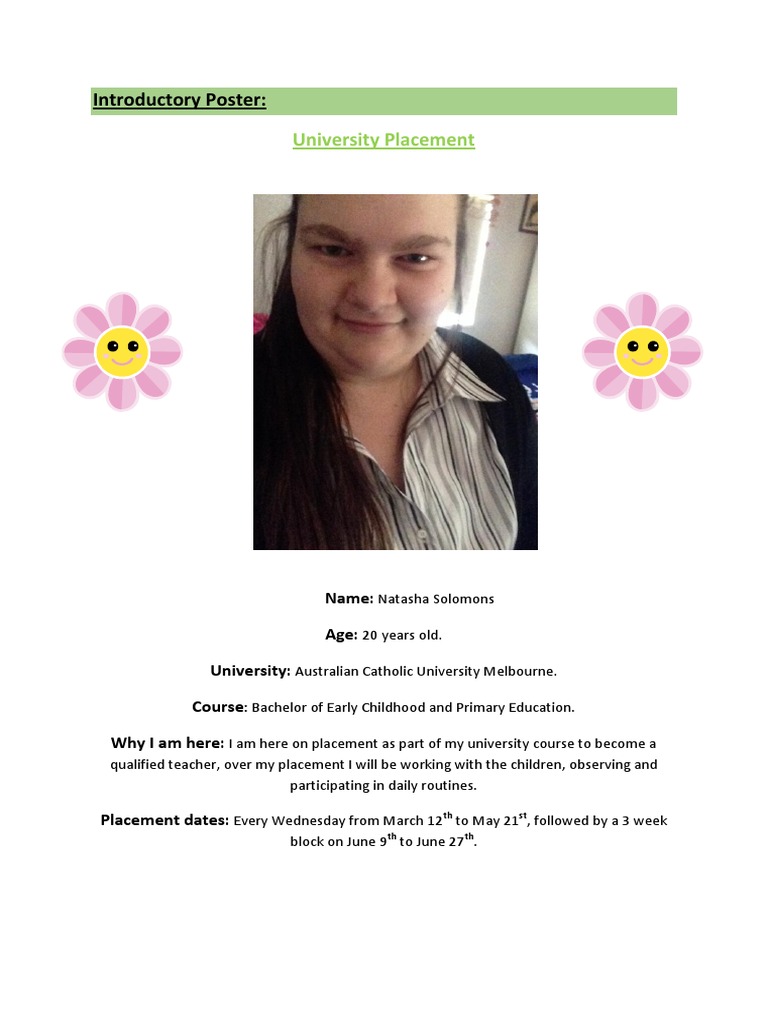 Introductory Placement Poster for Parents | PDF | Wellness