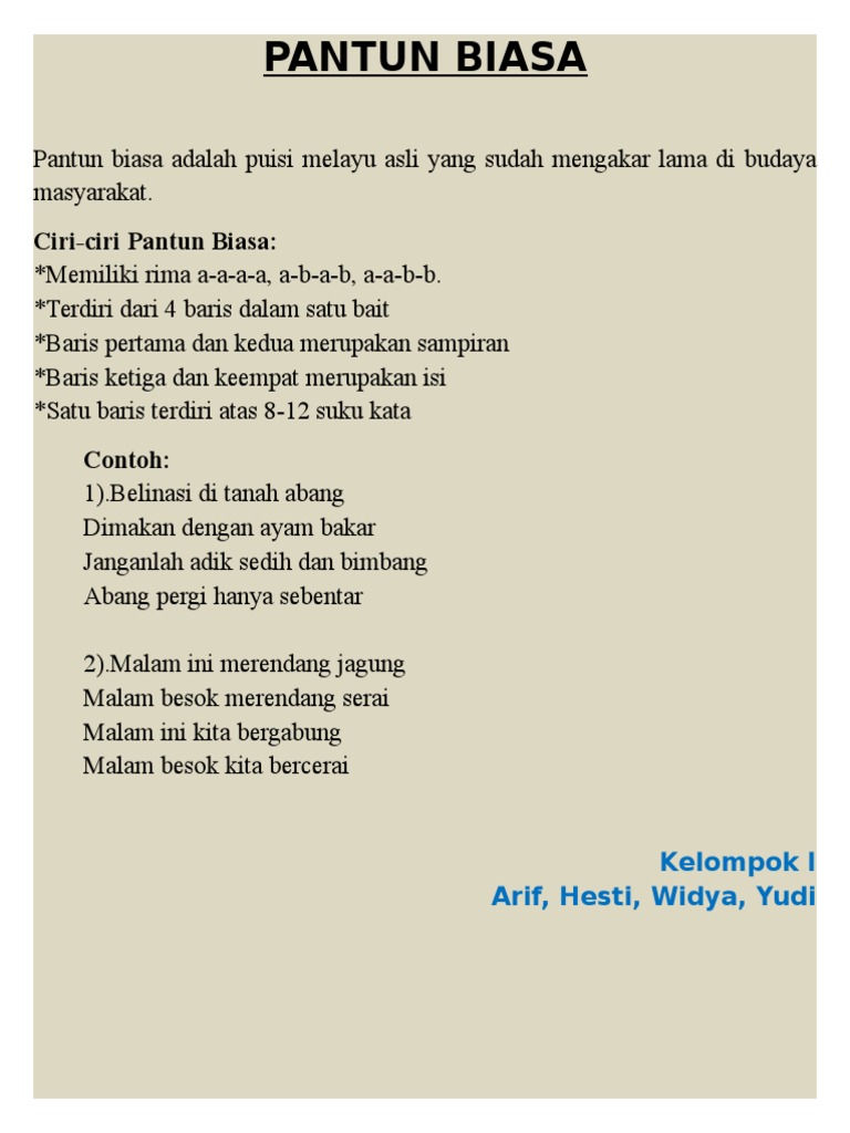Kelompok 1 Pantun Biasa