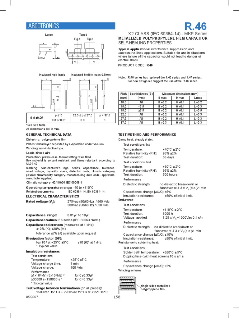 KEMETR46Datasheet IEC 60384-14.pdf | Capacitor | Electrical Equipment